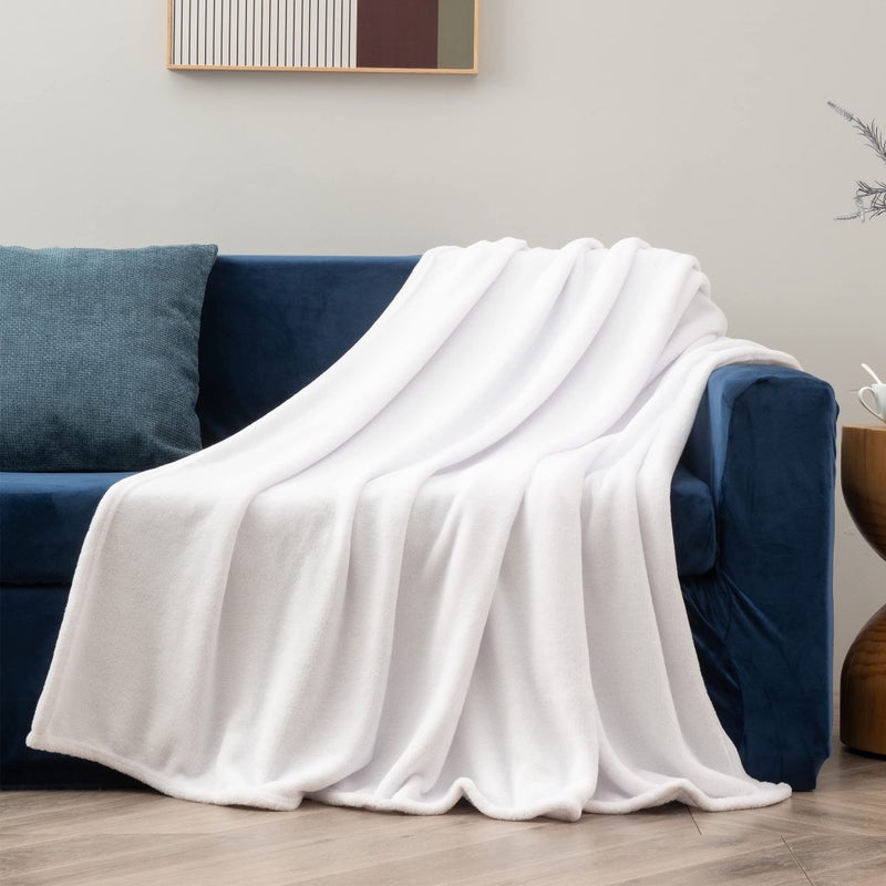 BEDELITE Fleece Blanket Twin Size White Throw Blanket for Couch & Bed, Luxury Plush Cozy Fuzzy Blanket 60x80 inches, Super Soft Warm Lightweight Throw Blanket for Travel Camping - Image 2